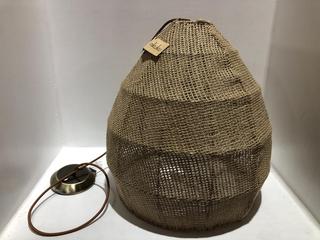 Lot 612  
            Chesterfield SR44 - Parcel Delivery Only 

                
NKUKU JAHARI WOVEN JUTE PENDANT IN NATURAL (LOCATION: K1)