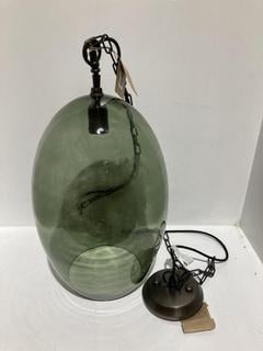 Lot 642  
            Chesterfield SR44 - Parcel Delivery Only 

                
NKUKU OTORO GLASS PENDANT IN GREEN SMOKE (LOCATION: K2)