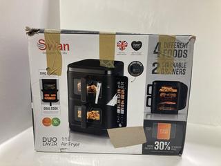 Lot 785  
            Chesterfield SR44 - Parcel Delivery Only 

                
SWAN 11 LITRE DUAL STACK AIR FRYER (LOCATION: J1)