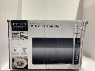 Lot 786  
            Chesterfield SR44 - Parcel Delivery Only 

                
CASO DESIGN MCG 25 CERAMIC CHEF COMBINATION MICROWAVE - ORIGINAL RRP £200 (LOCATI...