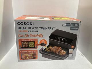 Lot 828  
            Chesterfield SR44 - Parcel Delivery Only 

                
COSORI DUAL BASKET BLAZE 10 LITRE MINI FRYER (LOCATION: J3)