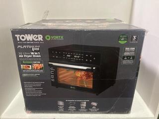 Lot 832  
            Chesterfield SR44 - Parcel Delivery Only 

                
TOWER 18-IN-1 AIR FRYER OVEN - ORIGINAL RRP £149 (LOCATION: J3)