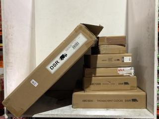 Lot 914  
            Chesterfield SR44 - Parcel Delivery Only 

                
7 X ASSORTED ITEMS TO INCLUDE THOMAS KEND LONDON WALL CLOCK IN GREEN (LOCATION: J6)