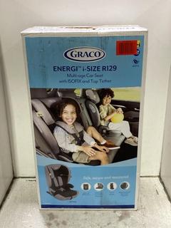 Lot 980  
            Chesterfield SR44 - Parcel Delivery Only 

                
GRACO ENERGI I-SIZE R129 MULTI AGE CAR SEAT WITH ISOFIX AND TOP TETHER (LOCATION:...