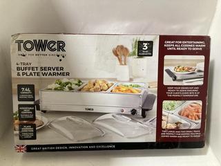 Lot 1037  
            Chesterfield SR47 - Parcel Delivery Only 

                
TOWER 4 TRAY BUFFET SERVER AND PLATE WARMER (LOCATION: H9)