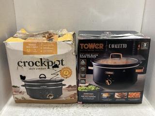 Lot 108  
            Chesterfield SR47 - Parcel Delivery Only 

                
CROCKPOT 6.5L MANUAL SLOW COOKER TO INCLUDE TOWER CAVALETTO 6.5L SLOW COOKER (LOC...
