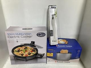 Lot 1102  
            Chesterfield SR47 - Parcel Delivery Only 

                
3 X ASSORTED APPLIANCES TO INCLUDE QUEST MULTIFUNCTION ELECTRIC COOKER. (LOCATION...