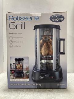 Lot 111  
            Chesterfield SR47 - Parcel Delivery Only 

                
QUEST ROTISSERIE GRILL (LOCATION: F2)