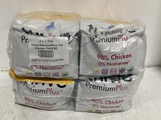 Lot 1225  
            Chesterfield SR47 - Parcel Delivery Only 

                
2 X THRIVE PREMIUM PLUS CHICKEN FLAVOUR DRY CAT FOOD (4 X 1.5KG) - MAY BE PAST BB...