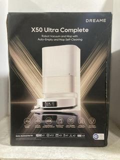 Lot 139  
            Chesterfield SR47 - Parcel Delivery Only 

                
DREAME X50 ULTRA COMPLETE ROBOTIC VACUUM CLEANER ORIGINAL RRP £1100 (LOCATION: F3)