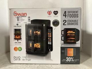 Lot 154  
            Chesterfield SR47 - Parcel Delivery Only 

                
SWAN DUO LAYER 11L AIR FRYER (LOCATION: F4)
