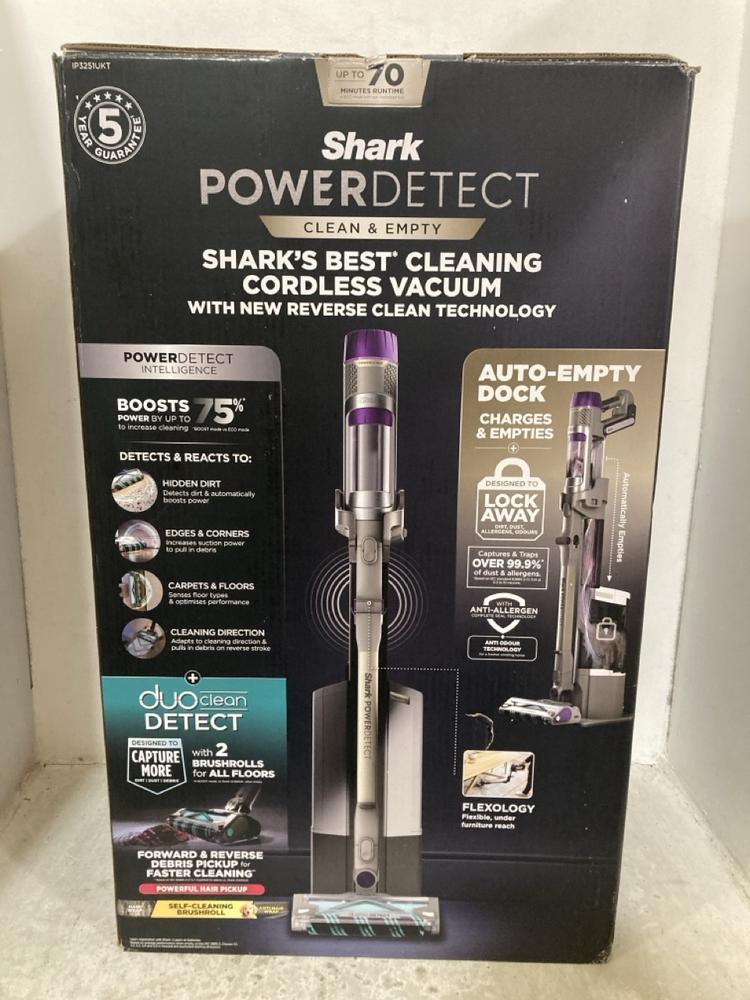 Lot 233  
            Chesterfield SR47 - Parcel Delivery Only 

                
SHARK POWER DETECT CLEAN AND EMPTY CORDLESS VACUUM CLEANER ORIGINAL RRP £549 - MO...