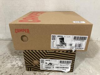 Lot 296  
            Chesterfield SR47 - Parcel Delivery Only 

                
CAMPER CHILDRENS PEU ANKLE BOOTS IN GREY SIZE 2 TO INCLUDE CAMPER CHILDRENS RUNNE...