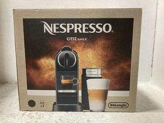 Lot 456  
            Chesterfield SR47 - Parcel Delivery Only 

                
DELONGHI NESPRESSO CITIZ & MILK COFFEE MACHINE. (LOCATION: G2)
