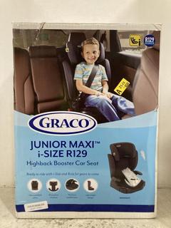 Lot 514  
            Chesterfield SR47 - Parcel Delivery Only 

                
GRACO JUNIOR MAXI I-SIZE R129 HIGHBACK BOOSTER CAR SEAT. (LOCATION: G4)