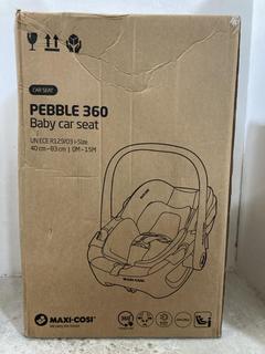 Lot 517  
            Chesterfield SR47 - Parcel Delivery Only 

                
MAXI-COSI PEBBLE 360 BABY CAR SEAT 0M-15M. (LOCATION: G4)