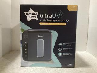 Lot 552  
            Chesterfield SR47 - Parcel Delivery Only 

                
TOMMEE TIPPEE UV STERILISER 2.0 IN BLACK. (LOCATION: G5)