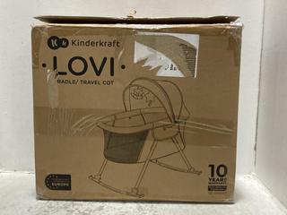 Lot 597  
            Chesterfield SR47 - Parcel Delivery Only 

                
KINDERKRAFT LOVI TRAVEL COT (LOCATION: G7)