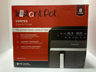 Lot 599  
            Chesterfield SR47 - Parcel Delivery Only 

                
INSTANT POT VORTEX DUAL AIR FRYER (LOCATION: G7)