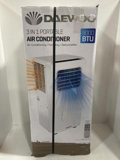 Lot 618  
            Chesterfield SR47 - Parcel Delivery Only 

                
DAEWOO 3 IN 1 PORTABLE AIR CONDITIONER (LOCATION: G8)