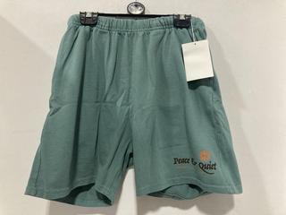 Lot 885  
            Chesterfield SR47 - Parcel Delivery Only 

                
MUSEUM OF PEACE AND QUIET RESORT AND SPA SWEAT SHORTS IN TURQUOISE SIZE XS ORIGIN...