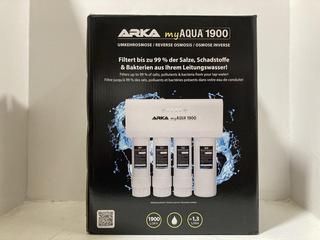 Lot 968  
            Chesterfield SR47 - Parcel Delivery Only 

                
ARKA MYAQUA 1900 OSMOSIS SYSTEM ORIGINAL RRP £219 (LOCATION: H6)