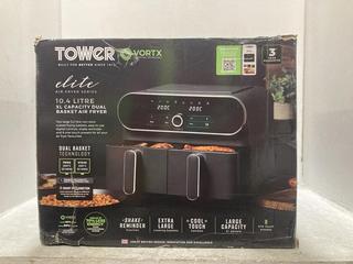Lot 99  
            Chesterfield SR47 - Parcel Delivery Only 

                
TOWER ELITE 10.4L XL DUAL BASKET AIR FRYER ORIGINAL RRP £120 (LOCATION: F2)
