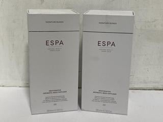 Lot 1153  
            Chesterfield SR46 - Parcel Delivery Only 

                
2 X ESPA RESTORATIVE AROMATIC REED DIFFUSER 200ML (LOCATION: I2)
