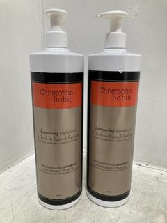 Lot 14  
            Chesterfield SR46 - Parcel Delivery Only 
                
2 X CHRISTOPHE ROBIN REGENERATING SHAMPOO WITH PRICKLY PEAR OIL 1000ML - TOTAL LO...
