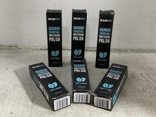 Lot 156  
            Chesterfield SR46 - Parcel Delivery Only 
                
6 X MR BLANC TEETH BAMBOO CHARCOAL WHITENING POLISH MINT FLAVOUR 100ML (LOCATION:...