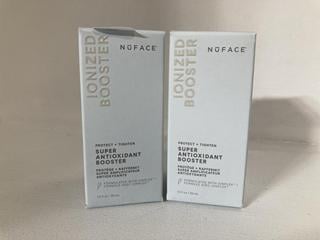 Lot 654  
            Chesterfield SR46 - Parcel Delivery Only 
                
2 X NUFACE IONIZED BOOSTER PROTECT + TIGHTEN SUPER ANTIOXIDANT BOOSTER SERUM 30ML...