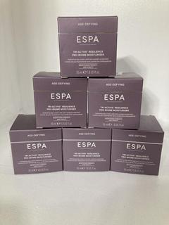 Lot 671  
            Chesterfield SR46 - Parcel Delivery Only 
                
6 X ESPA TRI-ACTIVE RESILIENCE PRO-BIOME MOISTURISER 55ML (LOCATION: H1)