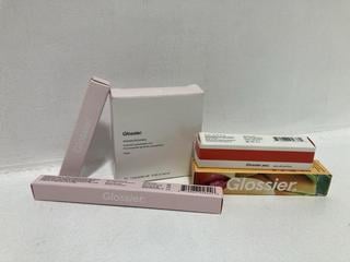 Lot 700  
            Chesterfield SR46 - Parcel Delivery Only 
                
5 X ASSORTED GLOSSIER BEAUTY PRODUCTS TO INCLUDE GLOSSIER MANGO BALM 15ML - MAKEU...
