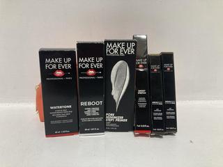 Lot 707  
            Chesterfield SR46 - Parcel Delivery Only 
                
6 X ASSORTED MAKEUP FOR EVER BEAUTY PRODUCTS TO INCLUDE MAKEUP FOR EVER SMOKY STR...