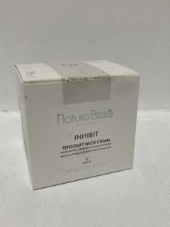 Lot 736  
            Chesterfield SR46 - Parcel Delivery Only 

                
NATURA BISSE INHIBIT TENSOLIFT NECK CREAM 50ML - ORIGINAL RRP £210 (LOCATION: H2)