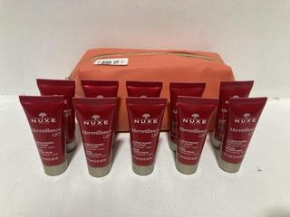 Lot 756  
            Chesterfield SR46 - Parcel Delivery Only 

                
10 X NUXE MERVEILLANCE LIFT FIRMING POWDERY CREAM 15ML - MAKEUP BAG INCLUDED (LOC...