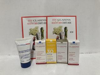 Lot 812  
            Chesterfield SR46 - Parcel Delivery Only 
                
QTY OF ASSORTED CLARINS BEAUTY PRODUCTS TO INCLUDE CLARINS DRY TOUCH SUN CARE CRE...