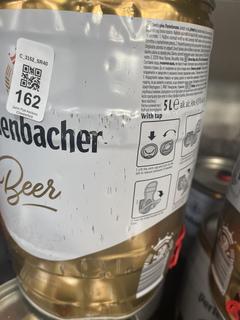 Lot 162  
            Chesterfield SR40 - Collection 

                
4 X 5L KEGS OF PERLENBACHER BEER (LOCATION: SR39)(18+ ID MAY BE REQUIRED UPON COL...