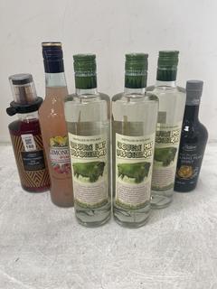 Lot 180  
            Chesterfield SR40 - Collection or Optional Delivery Available 

                
6 X ASSORTED ALCOHOLIC BEVERAGES TO INCLUDE VODKA MIT BISONGRAS, DELUXE BLACK FOR...