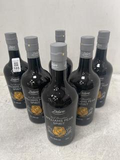 Lot 185  
            Chesterfield SR40 - Collection or Optional Delivery Available 

                
6 X BOTTLES OF DELUXE RED BARTLETT WILLIAMS PEAR SPIRIT 50CL ABV 40% (LOCATION: S...