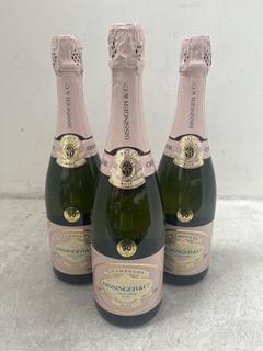 Lot 96  
            Chesterfield SR40 - Collection or Optional Delivery Available 
                
3 X BOTTLES OF BISSINGER & CO. BRUT ROSE CHAMPAGNE 750ML ABV 12.5% (LOCATION: SR3...