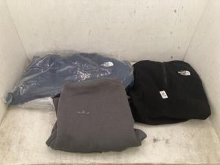 Lot 119  
            Chesterfield SR40 - Parcel Delivery Only 

                
3 X ASSORTED CLOTHING TO INCLUDE THE NORTH FACE QUARTER ZIP IN BLACK SIZE S (LOCA...