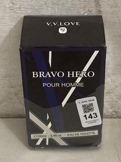 Lot 143  
            Chesterfield SR40 - Parcel Delivery Only 

                
BRAVO HERO POUR HOMME 100ML (LOCATION: B RACKING )