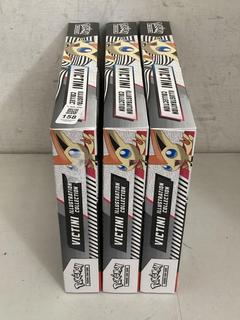 Lot 158  
            Chesterfield SR40 - Parcel Delivery Only 

                
3 X POKEMON VICTINI ILLUSTRATION COLLECTION KIT (LOCATION: B RACKING)