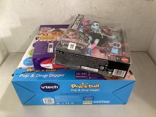 Lot 22  
            Chesterfield SR40 - Parcel Delivery Only 

                
3 X ASSORTED ITEMS TO INCLUDE VTECH POP A BALL POP AND DROP DIGGER (LOCATION: B R...