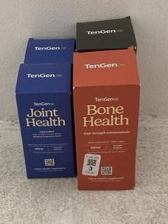 Lot 3  
            Chesterfield SR40 - Parcel Delivery Only 

                
4 X ASSORTED ITEMS TO INCLUDE TENGEN BONE HEALTH SUPPLEMENT 500ML (LOCATION: B RA...