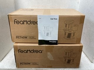 Lot 1097  
            Marchington SR18 - Parcel Delivery Only 
                
2 X FEANDREA PCT40W CAT TREES WITH SCRATCHING POST AND RAMP - COMBINED ORIGINAL R...