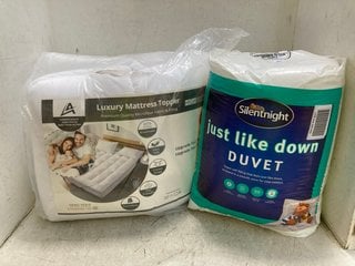 Lot 1104  
            Marchington SR18 - Parcel Delivery Only 

                
SILENT NIGHT JUST LIKE DOWN DOUBLE DUVET TO INCLUDE KING SIZE LUXURY MATTRESS TOP...