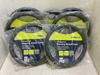 Lot 1105  
            Marchington SR18 - Parcel Delivery Only 

                
QTY OF SAKURA CHISWICK SOFT FAUX LEATHER STEERING WHEEL COVER: LOCATION - BR7