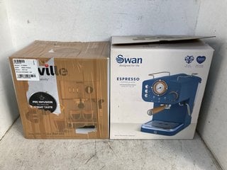 Lot 1131  
            Marchington SR18 - Parcel Delivery Only 

                
SWAN ESPRESSO COFFEE MACHINE IN BLUE TO INCLUDE BREVILLE ESPRESSO MACHINE IN SILV...